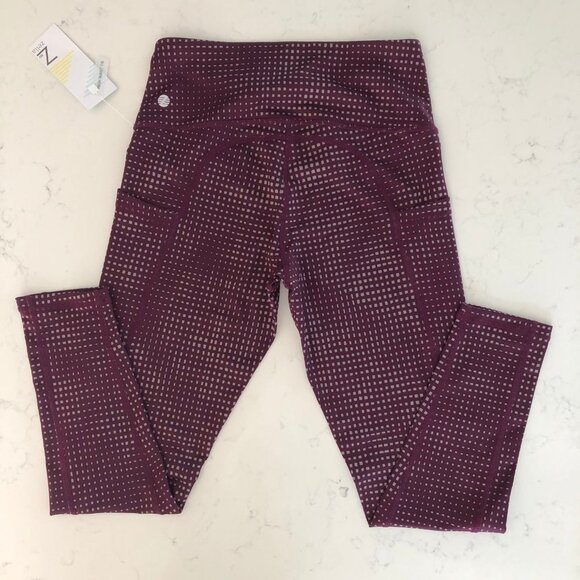 Z by Zella The Daily Hi Waisted 2 Side Pockets 7/8 Leggings Burg + Gray Sz S NWT - Picture 7 of 15